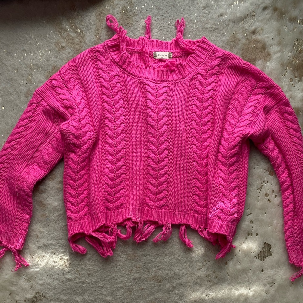 Altar’d State hot pink fringe sweater